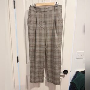 Nine West Women’s Straight Plaid Dress Pants in Brown and Gray